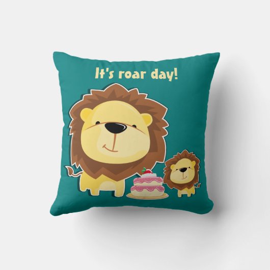 Coussin Joli Lion Et Baby Cub Anniversaire de enfant (Verso)