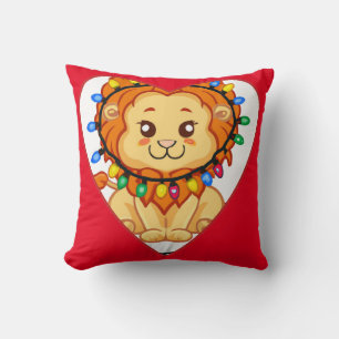 Coussin Joli lionceau de dessin animé dans les lumières de