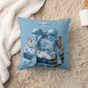 Coussin Joli livre à nœud bleu littéraire