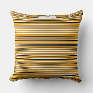 Coussin Joli look rayures noires blanches dorées