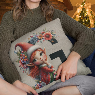 Coussin Joli Lutin de Noël Festif G Fausse Peau de Tan