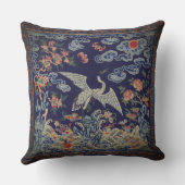 Coussin Joli Manchu chinois asiatique grue bleu (Verso)