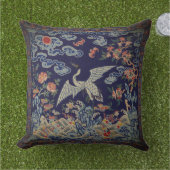 Coussin Joli Manchu chinois asiatique grue bleu (Herbe)