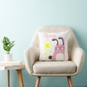 Coussin Joli mignon dessin animé rose lapin avec nom (Chaise)
