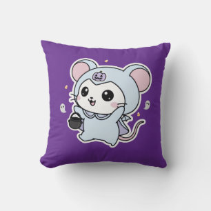 Coussin Joli mignon petit souris prêt pour Halloween