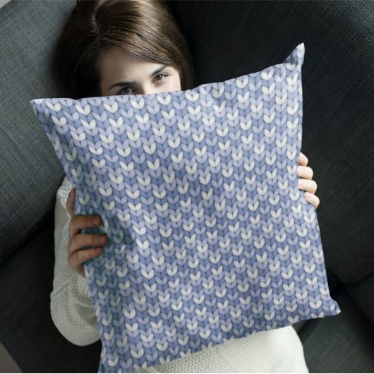 Coussin Joli modèle de tricot blanc bleu