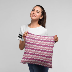 Coussin Joli modèle de tricot rose blanc
