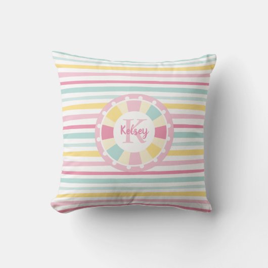 Coussin Joli Monogramme Fille Coloré (Recto)