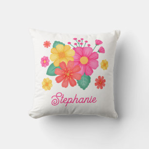 Coussin Joli Monogramme Fleur Nom Botanique Moderne