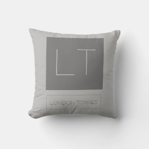 Coussin Joli Monogramme Gris Plaine