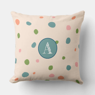 Coussin Joli monogramme initial arrière - plan rose pois