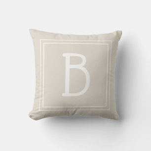 Coussin Joli monogramme initial carré moderne en brun rust