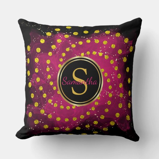 Coussin Joli Monogramme rose et nom Jeter l'oreiller (Recto)