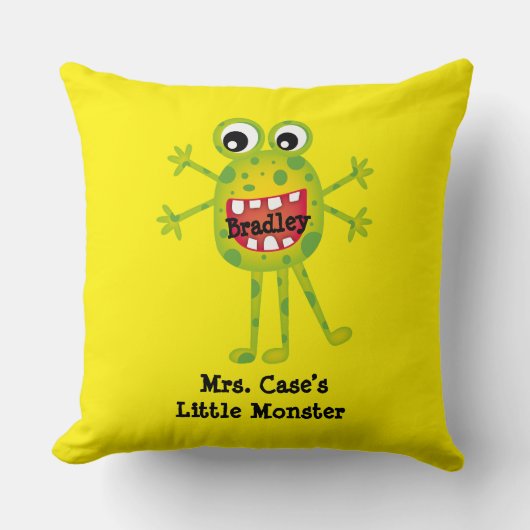 Coussin Joli Monstre Caricature Vert amusant pour les enfa (Recto)