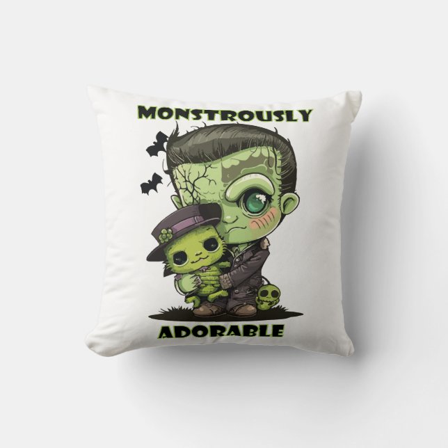 Coussin Joli monstre de Frankenstein avec peluche (Recto)