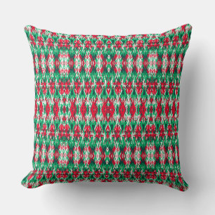 Coussin Joli motif aztèque abstrait rouge et vert