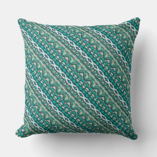 Coussin Joli motif aztèque de design vert mignon