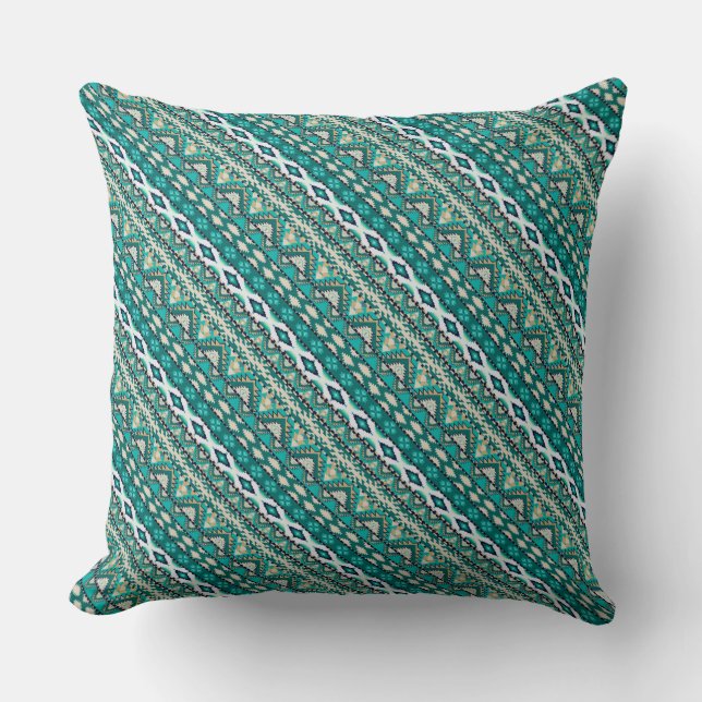 Coussin Joli motif aztèque de design vert mignon (Recto)