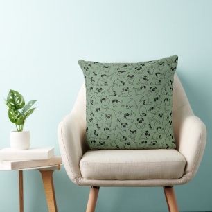 Coussin joli motif de chien de yoga sur fond vert
