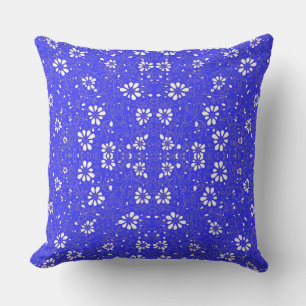 Coussin Joli motif de fleurs classique bleu blanc