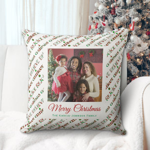 Coussin Joli motif de Noël rouge et vert