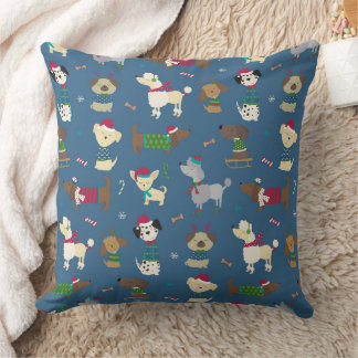 Coussin Joli Motif de Noël sur Blue