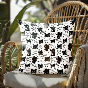 Coussin Joli motif d'Halloween de chat noir pour les amate