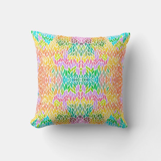 Coussin Joli motif feuille coloré (Recto)