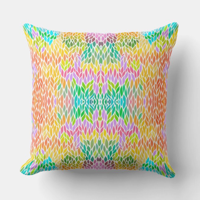 Coussin Joli motif feuille coloré (Recto)