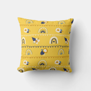 Coussin Joli Motif fleuri jaune arc-en-ciel