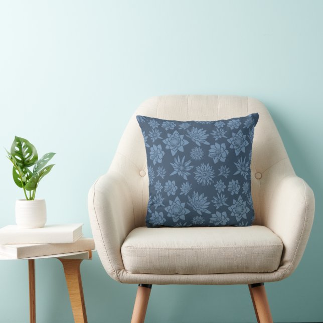 Coussin Joli motif floral bleu foncé (Chaise)