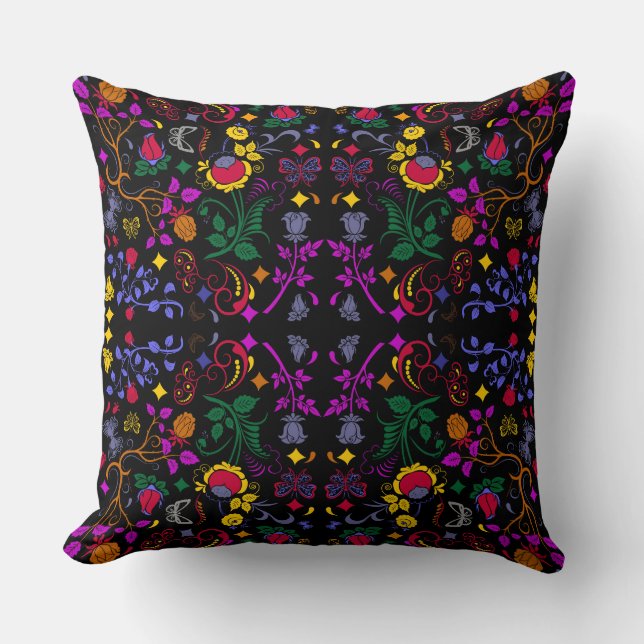 Coussin Joli motif floral coloré (Recto)