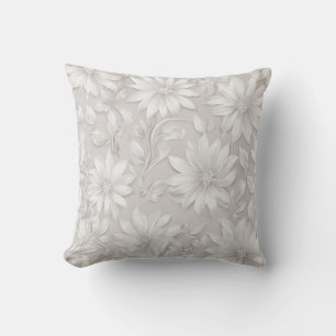 Coussin Joli motif floral naturel blanc élégant chic