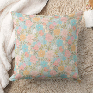 Coussin Joli motif floral pastel atténué