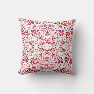 Coussin Joli motif floral rouge blanc