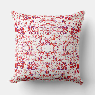 Coussin Joli motif floral rouge blanc