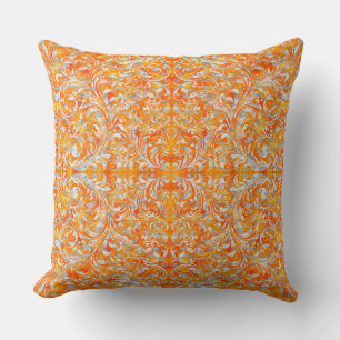 Coussin Joli motif floral tourbillonnant orange