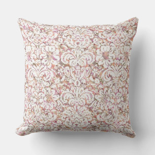 Coussin Joli motif floral vintage rose et blanc