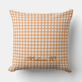 Coussin Joli motif gingham orange chaud (Recto)