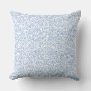 Coussin Joli motif paisley bleu blanc