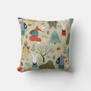 Coussin Joli motif sans couture vintage avec des animaux t