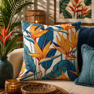 Coussin Joli motif tropical d'oiseau de paradis