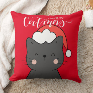 Coussin Joli Noël Père Noël Chat Joyeux Catmas