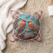 Coussin Joli Noël Plaid Birds. (Couverture)