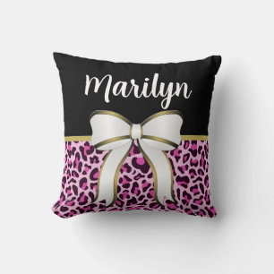 Coussin Joli Nœud pour Fille avec Impression de Léopard Ro