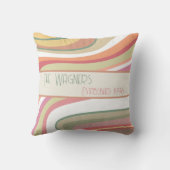 Coussin Joli Nom Personnalisé Date Rayure Colorée (Verso)