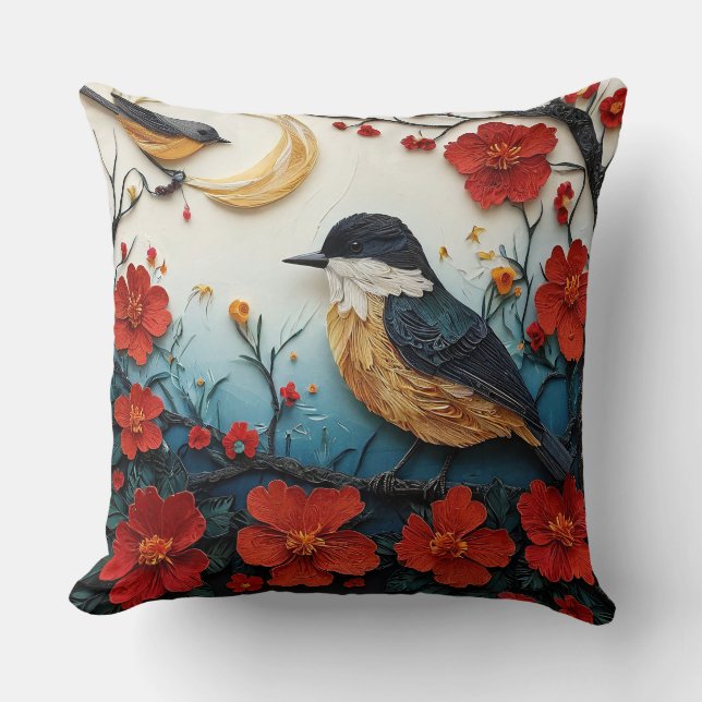 Coussin Joli oiseau pour chambre et salon (Recto)