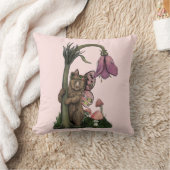 Coussin Joli Ours Brun Rose Fée dans une Forêt Enchantée (Couverture)