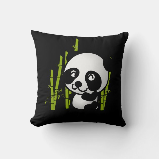 Coussin Joli ours de panda noir et blanc dans une bosquet  (Recto)