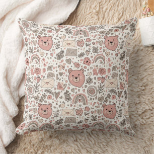 Coussin Joli Ours en Peluche Brun Pépinière Arc-en-Ciel